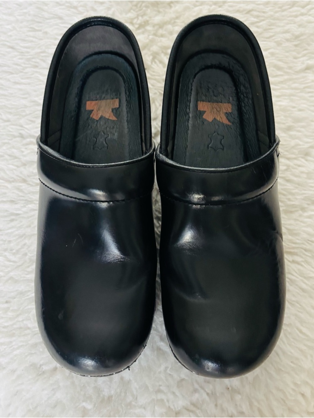 Dansko Black Leather Slip-On Clogs Shoes size EU 38 US 7.5-8
